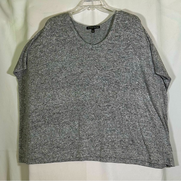 Always Indigo Women's Gray Rhinestone Oversized Soft Top Large - Picture 1 of 6